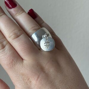 SDC ring with charm hanging, size US 9.5